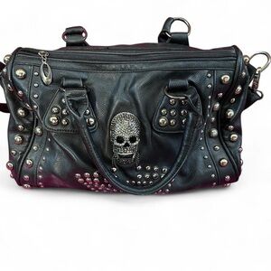 Black Studded Skull Handbag